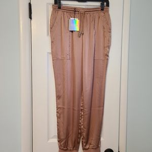 Misguided Rose Gold Satin Jogger